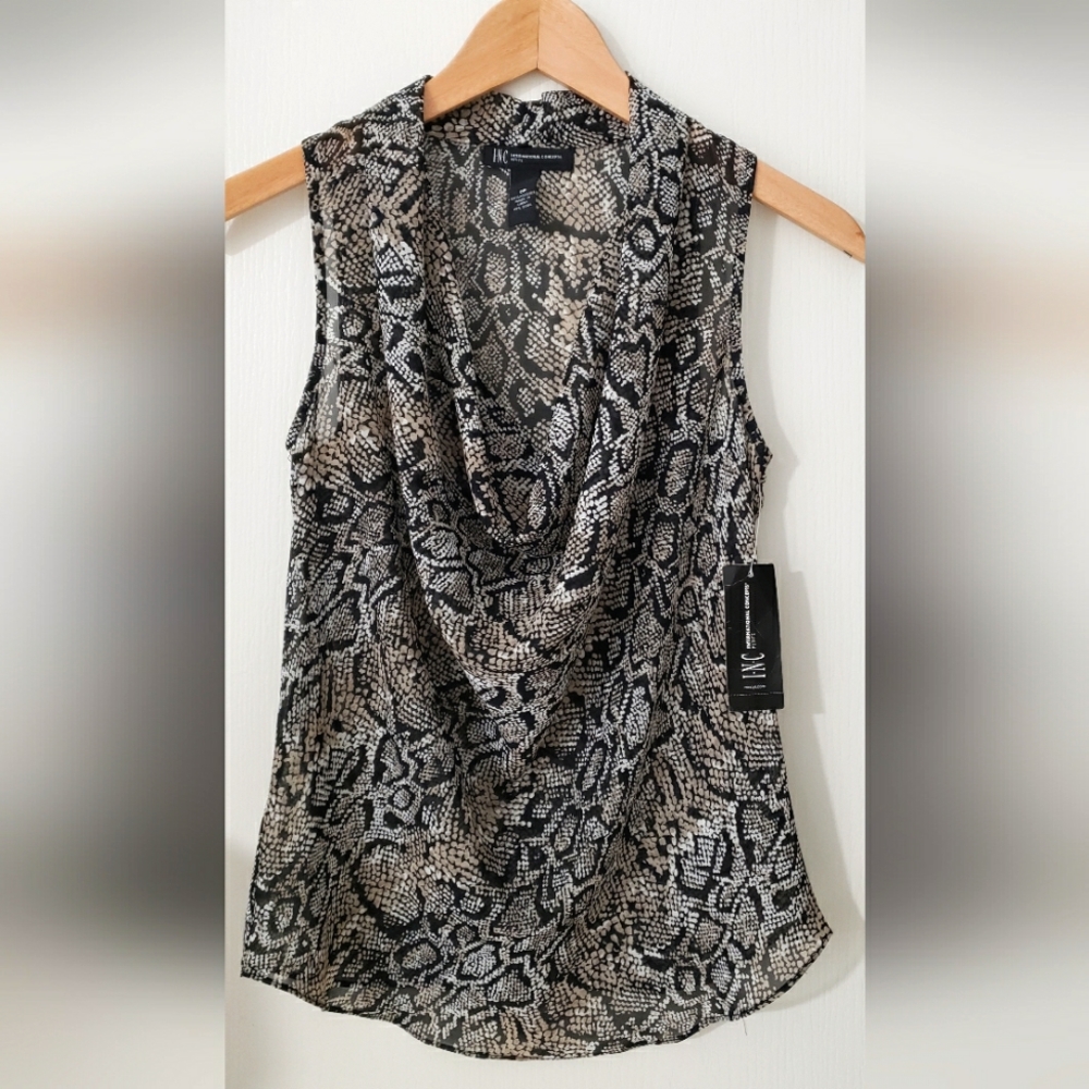 INC blouse animal print, size 0 Petite , new w/tag
